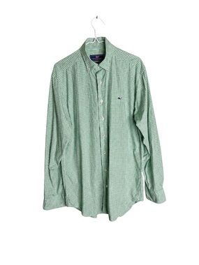 Vineyard Vines Whale Shirt Green Gingham Button-Down Men’s Medium